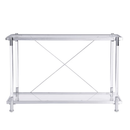 Chrome Glass Sofa Table, Acrylic Side Table, Console Table For Living Room & Bedroom - Chrome