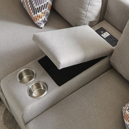 Amira - Fabric Reversible Sectional Sofa With USB Console And Ottoman