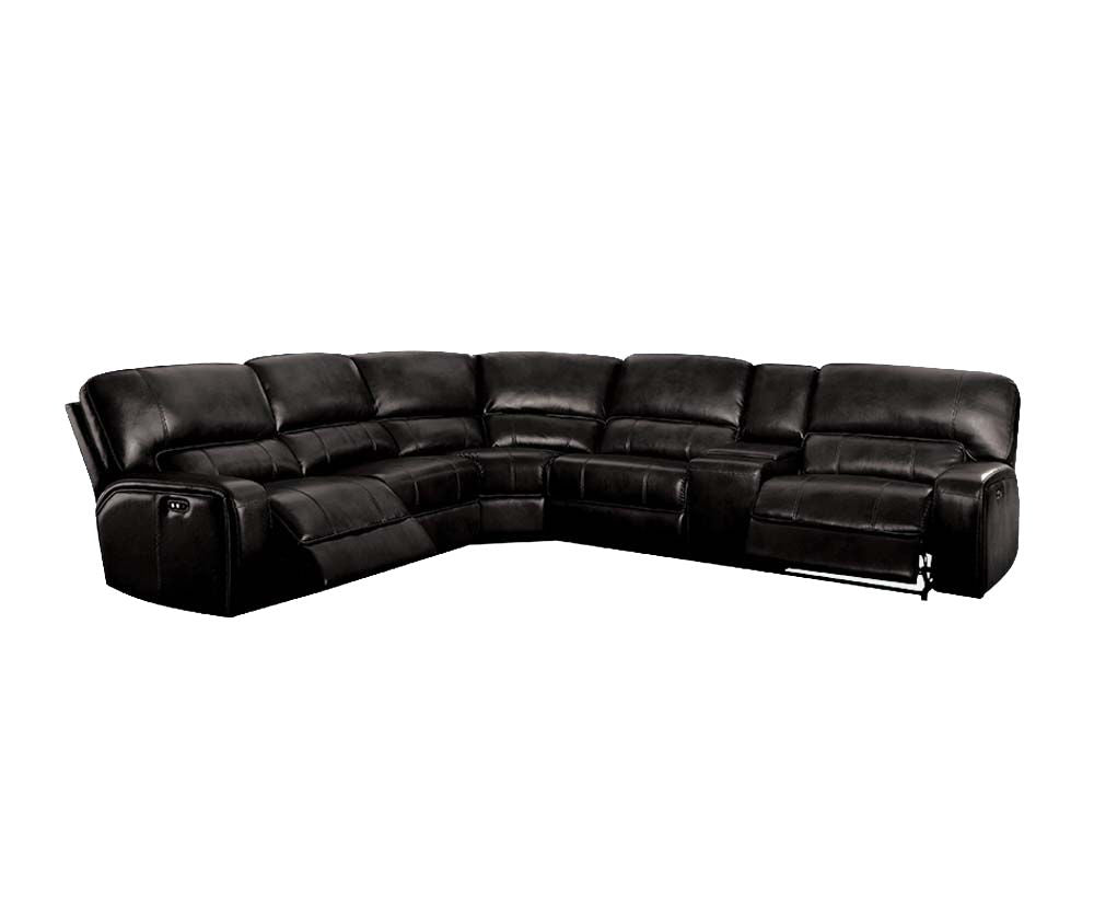 Saul - Power Recliner Sectional Sofa With USB Port Cupholder Console