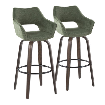 Mustang - Contemporary Fixed Height Barstool With Swivel With Round Footrest (Set of 2)