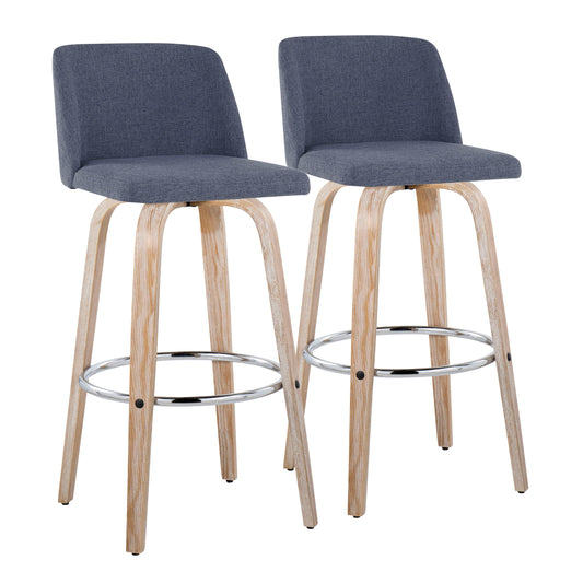 Toriano - Contemporary Fixed Height Barstool With Swivel & Round Footrest (Set of 2)