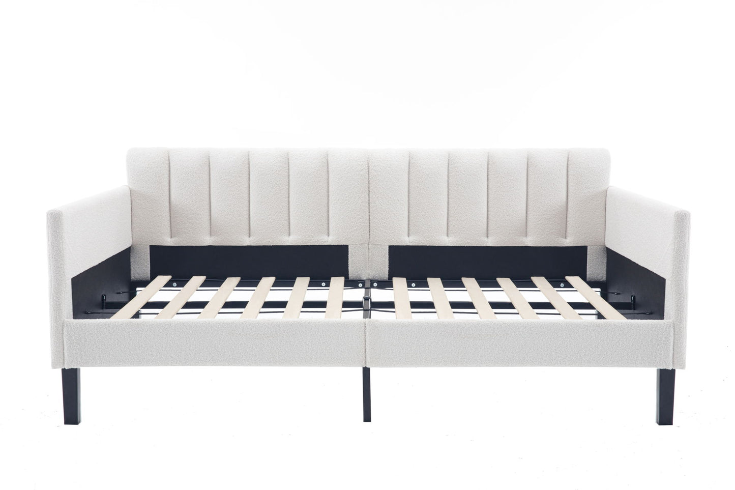 Elena - Boucle Upholstered Daybed, Ribbed Tufted Backrest