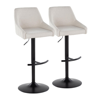 Hannah - Transitional Adjustable Barstool With Swivel With Rounded T Footrest (Set of 2)