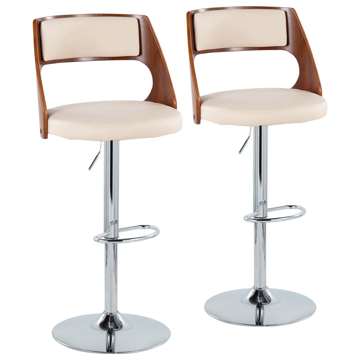 Cecina - Mid Century Modern Adjustable Height Barstool With Swivel With Oval Footrest (Set of 2)