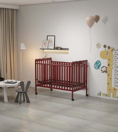 Crib 3 In 1 Convertible, Made Of Sustainable Pinewood, Non Toxic Finish, Comes With Locking Wheels, Wooden Nursery Furniture