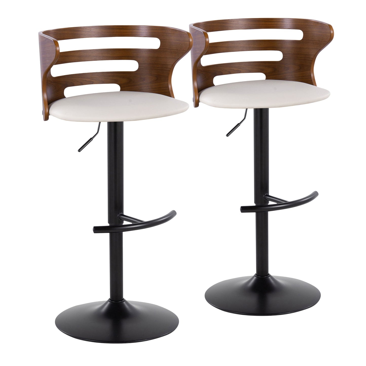 Cosi - Mid Century Modern Adjustable Barstool With Swivel With Rounded T Footrest (Set of 2)