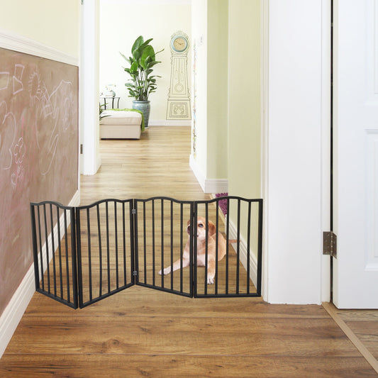 Pet Gate Dog Gate For Doorways, Stairs Or House Freestanding Folding - Dark Brown