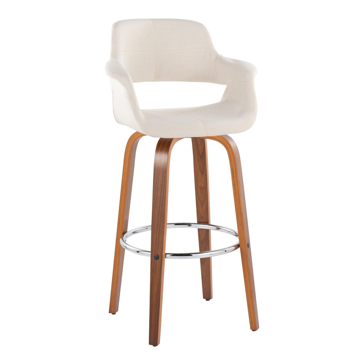 Vintage Flair - Mid Century Modern Fixed Height Barstool With Swivel & Round Footrest (Set of 2)