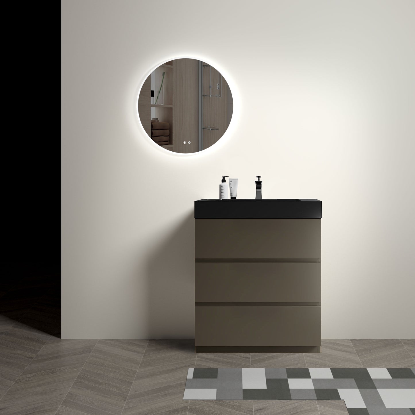 Alice - Bathroom Vanity With Sink, Large Storage Freestanding Bathroom Vanity For Modern Bathroom, One-Piece Sink Basin Without Drain And Faucet