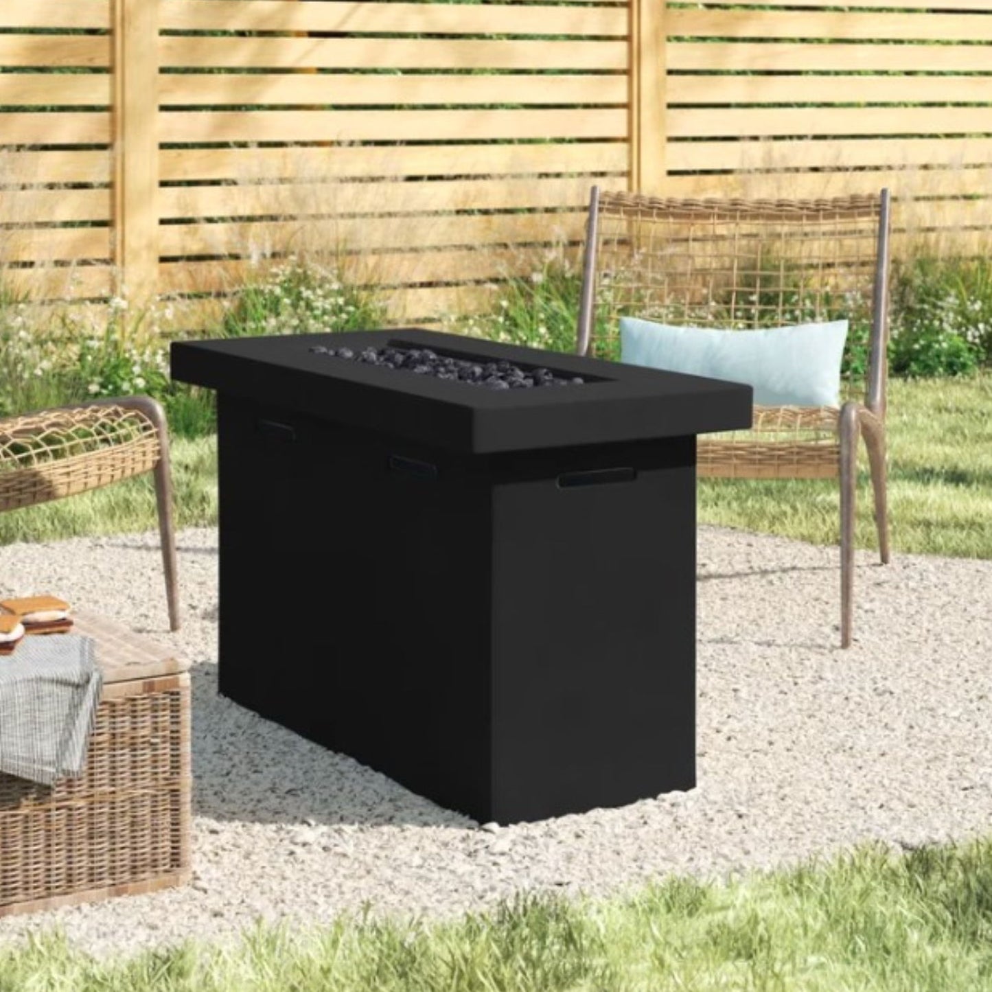 Reinforced - Propane Outdoor Fire Pit Table Durable Construction - Charcoal