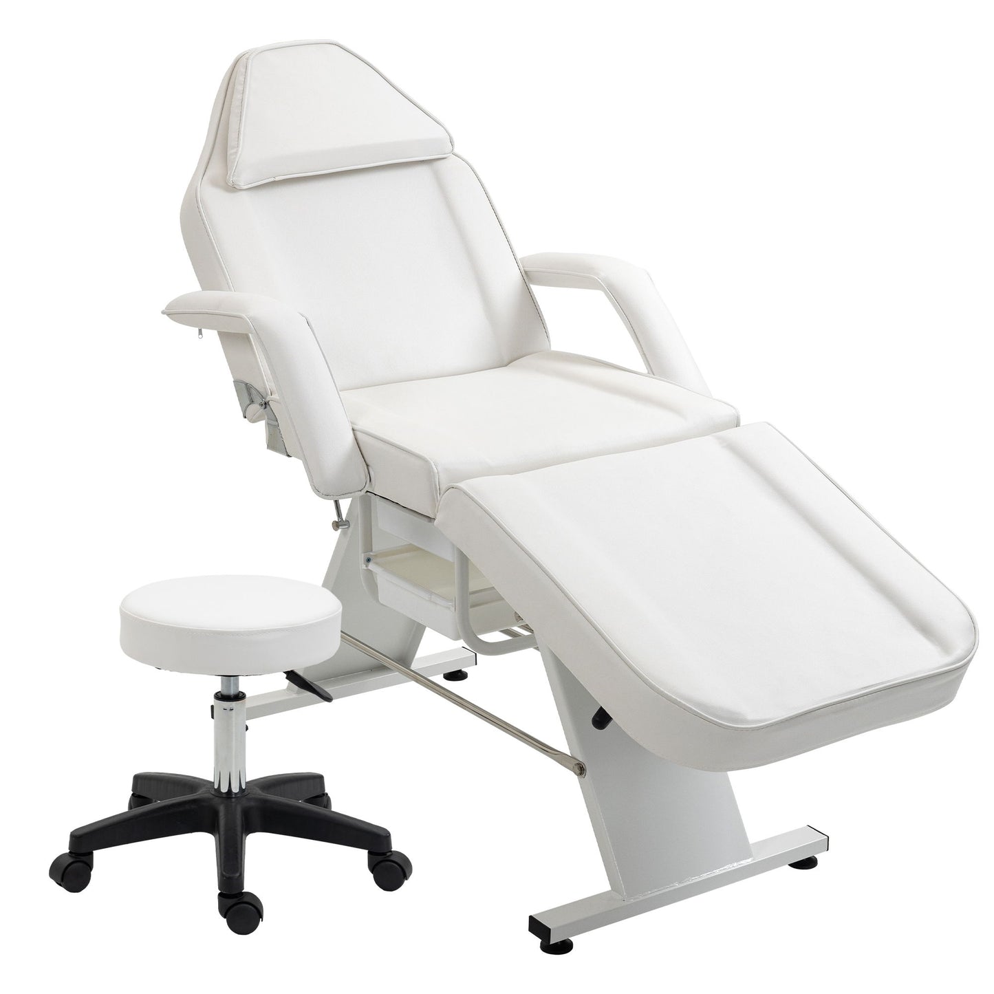 Massage Salon Tattoo Chair With Two Trays Esthetician Bed With Hydraulic Stool, Multi-Purpose 3-Section Facial Bed Table, Adjustable Beauty Barber Spa Beauty Equipment