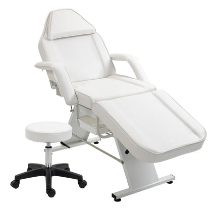 Massage Salon Tattoo Chair With Two Trays Esthetician Bed With Hydraulic Stool, Multi-Purpose 3-Section Facial Bed Table, Adjustable Beauty Barber Spa Beauty Equipment