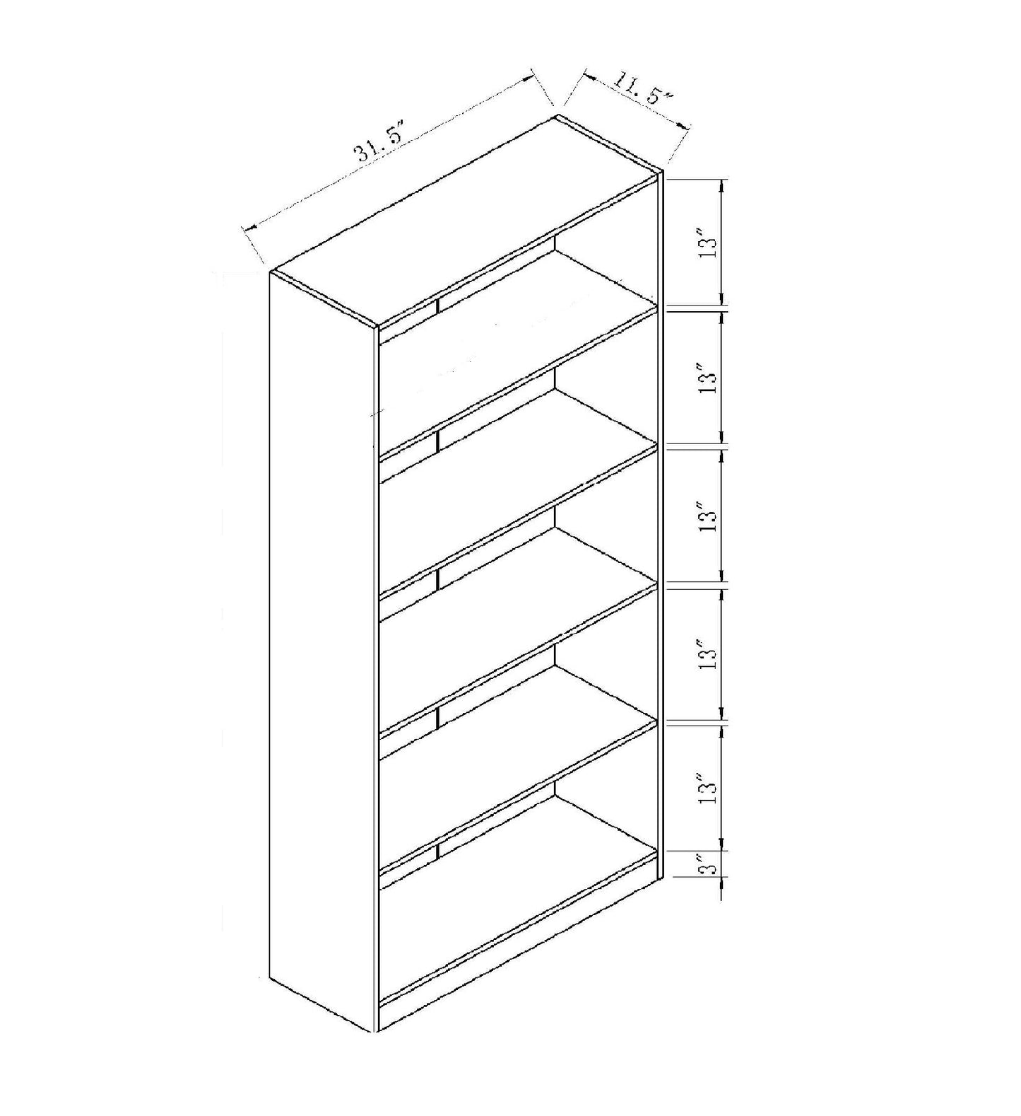 Bookcase Display, Modern Bookstand With Five Shelves - White